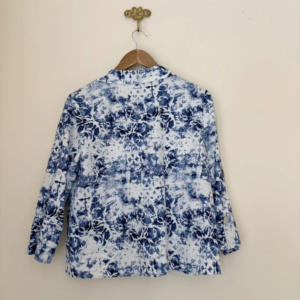 Habitat Batik Tie Dye Linen Button Front Shirt Small Coastal Grandma